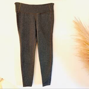 OLD NAVY ACTIVE Grey Black Go Dry Striped High Rise Ankle 7/8 Gym Leggings S